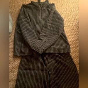 Grey pinstripe jacket combo. Stylish leisure two piece.